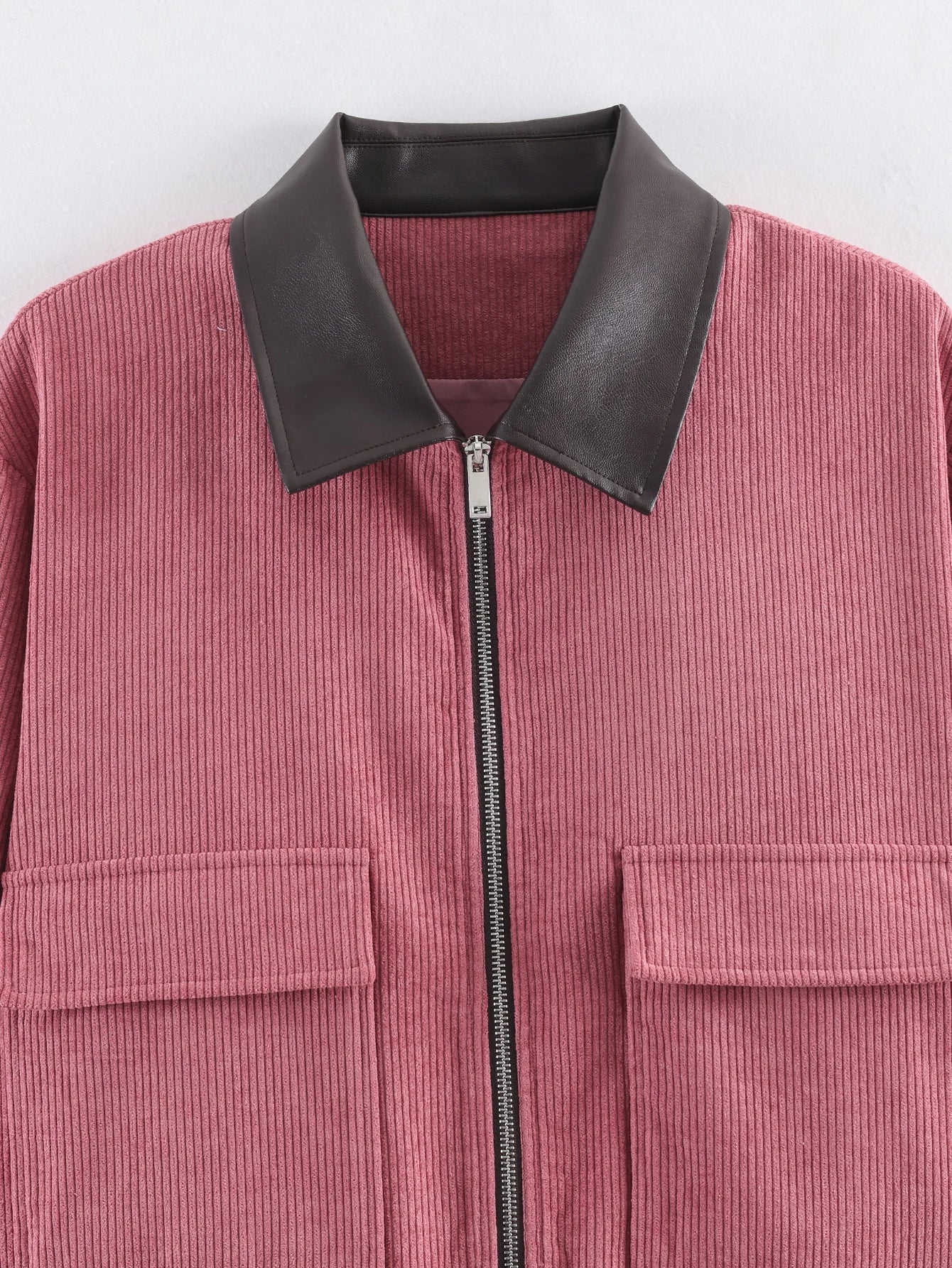 SLTNX Spring Pink Casual Jacket Women's Loose Fit Streetwear Front Zipper Pockets Lounge Wear Daily Outerwear