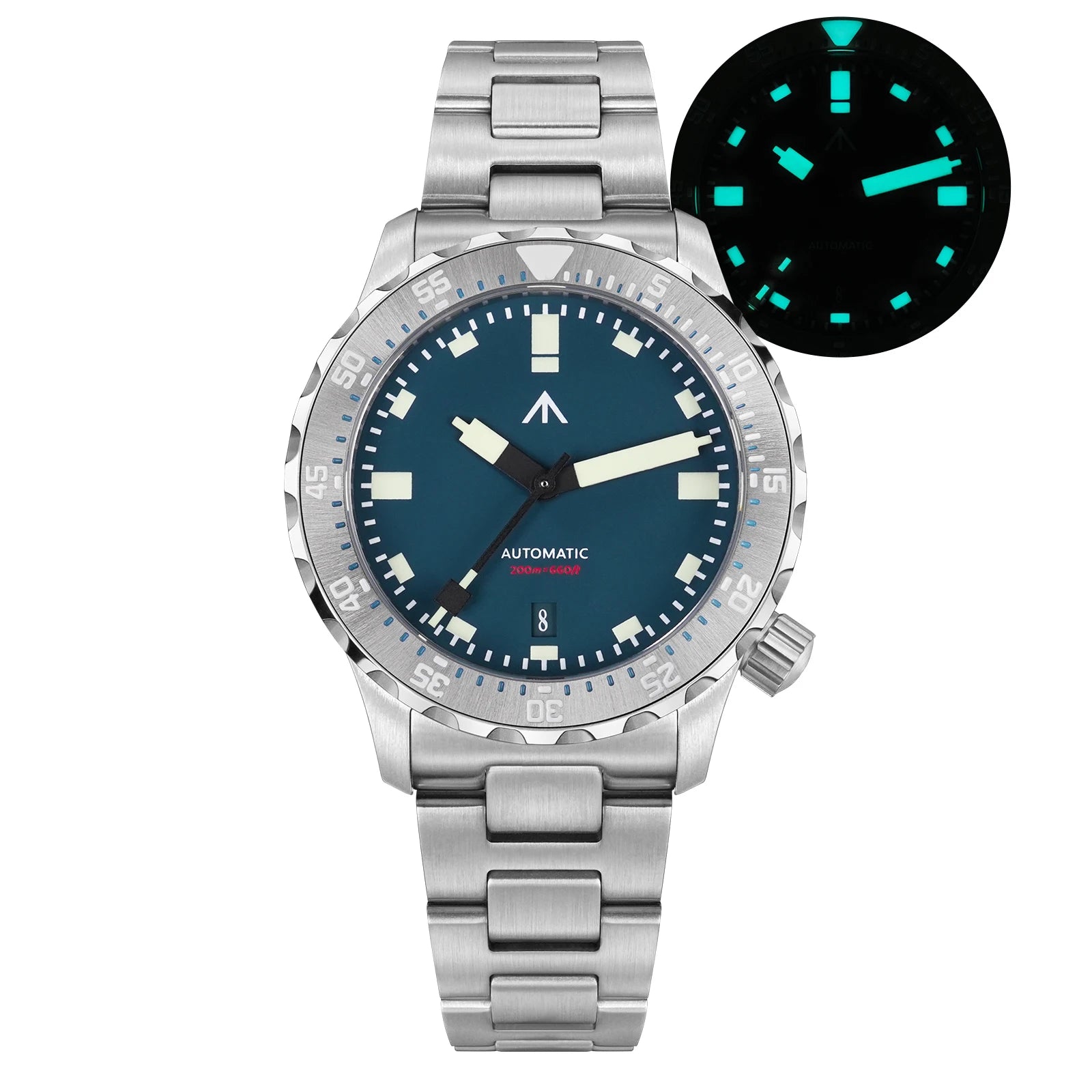 MILITADO ML20 Automatic Diver Watch 39mm PT5000 Mechanical Sapphire 200m Waterproof PVD BGW9 Lume Steel Bracelet Mens Watchs
