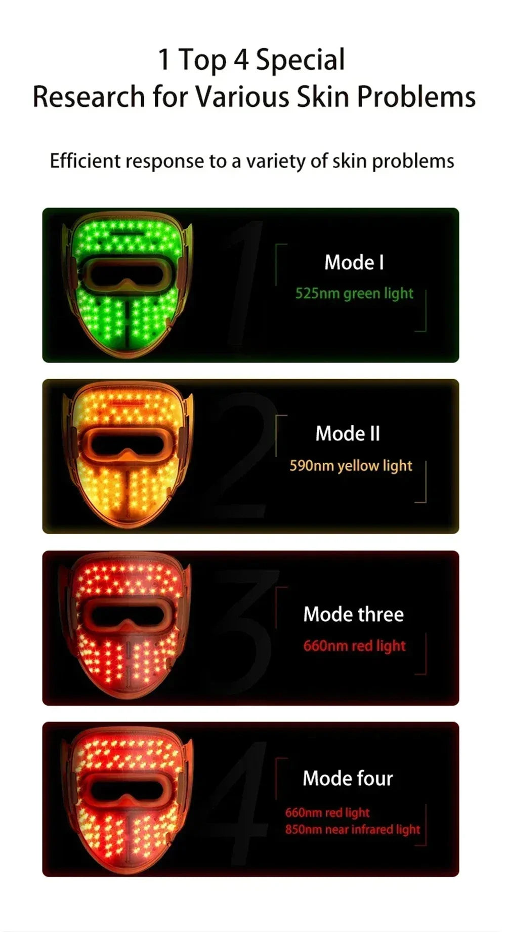 320 LED Beads Facial Photon Beauty Mask 4D Silicone Red Light Photon Skin Rejuvenation Anti Wrinkle Anti Acne Facial Beauty care