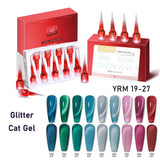 AS 9 Colors Magnetic Cat Eye Gel Nail Polish Set Jelly Pink UV LED Soak Off Gel Varnish Crystal Red Cat Gel Lacquer With Display