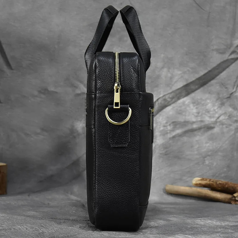 Genuine Leather Briefcase Bag for 15.6 inch laptop computer bag cowskin handbag for men male leather crossbody shoulder bag