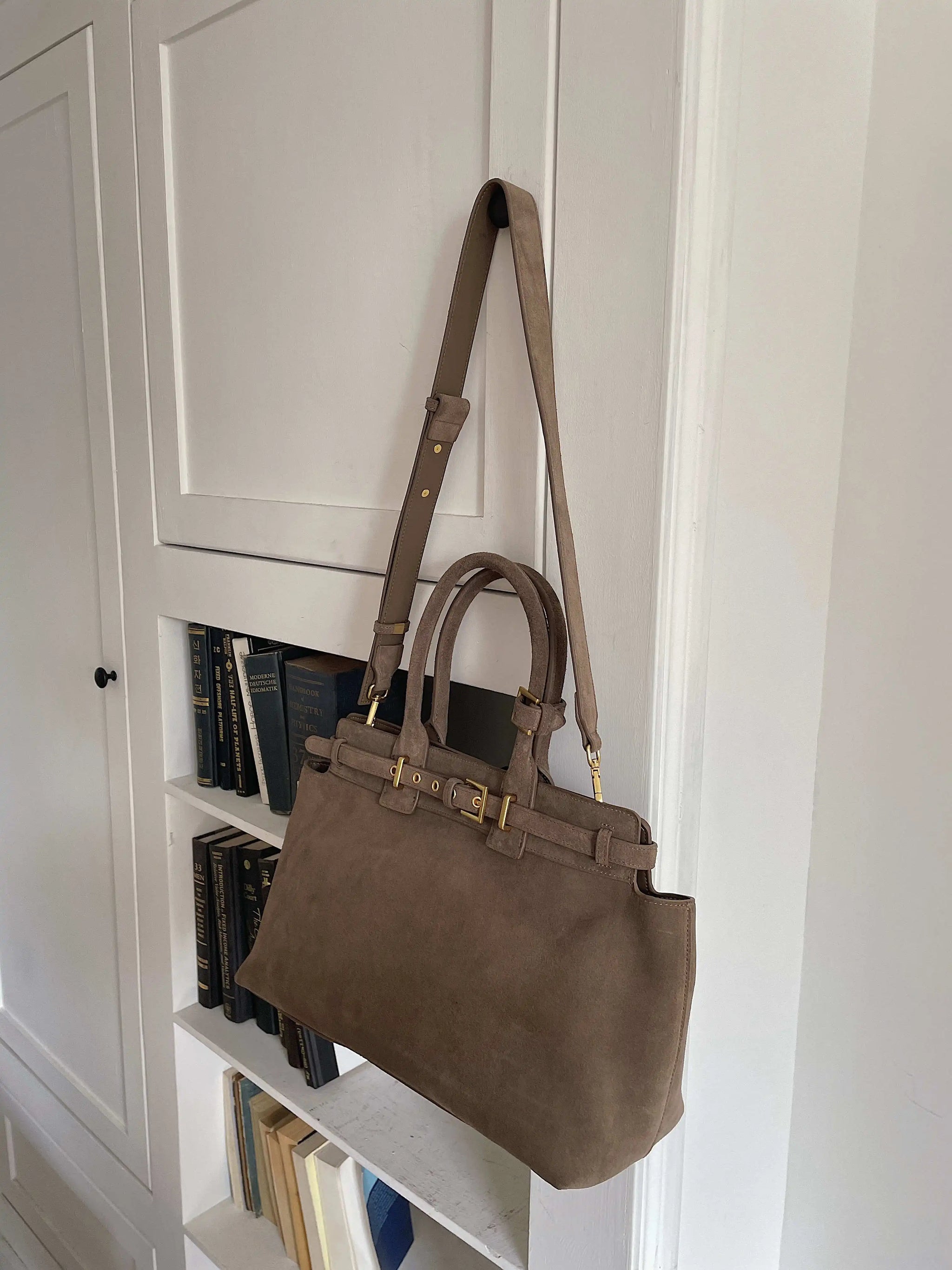 Motingsome 100% Natural Suede Bag Women Tote Luxury Designer Bags Roomy Casual Tote Crossbody Fashionable Handbag and Purses New