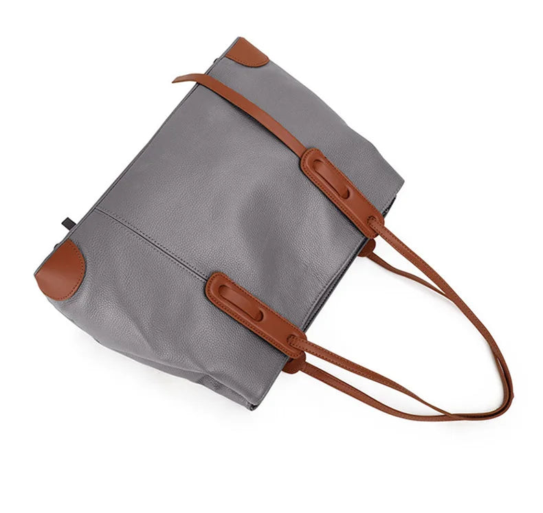Genuine Leather Tote Bag Luxury Designer Women's Shoulder Bag Large Capacity Women Bags High Quality Soft Cowhide Female Handbag