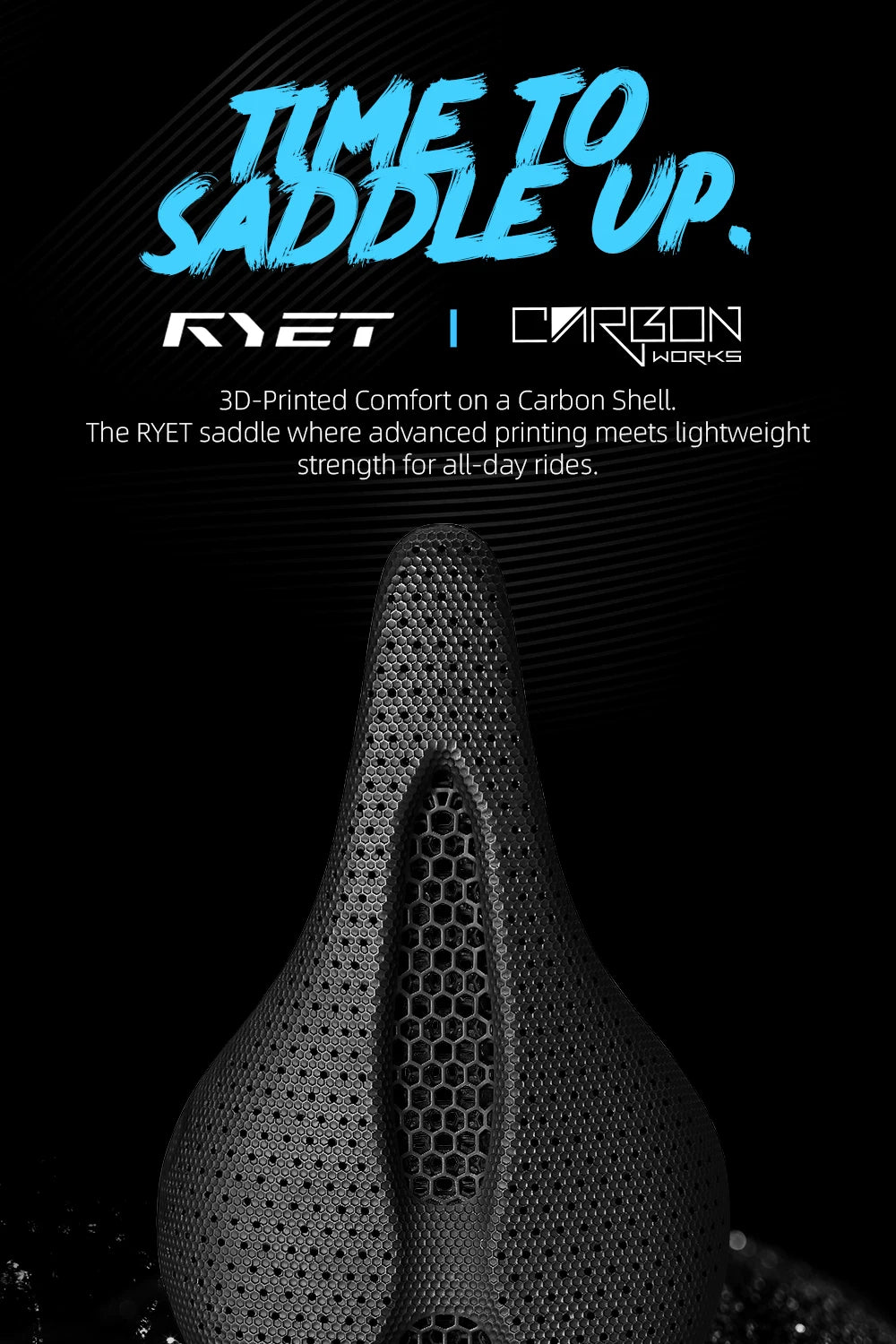 RYET Carbon 3D Printed Bike Saddle 145/155mm