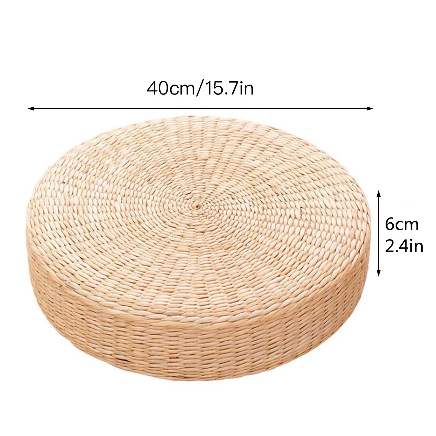 Handwoven Natural Straw Round Tatami Floor Cushion