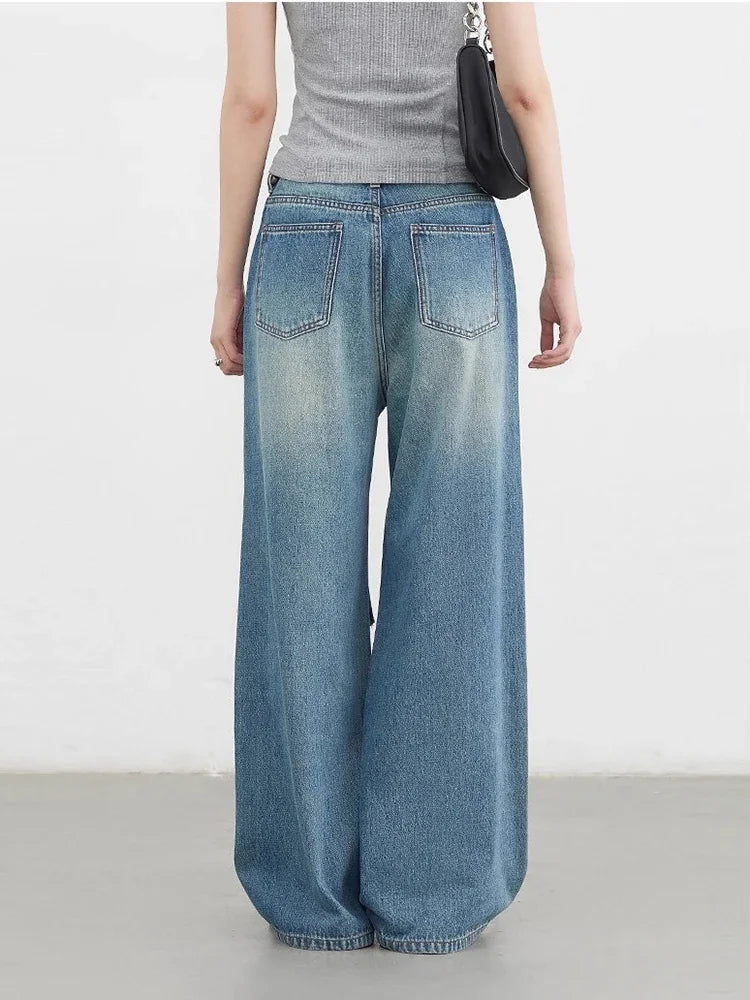 CHIC VEN Women Jeans Fashion Casual Loose High Waisted Wide Leg Denim Pants Streetwear Female Trousers Spring Autumn New 2026