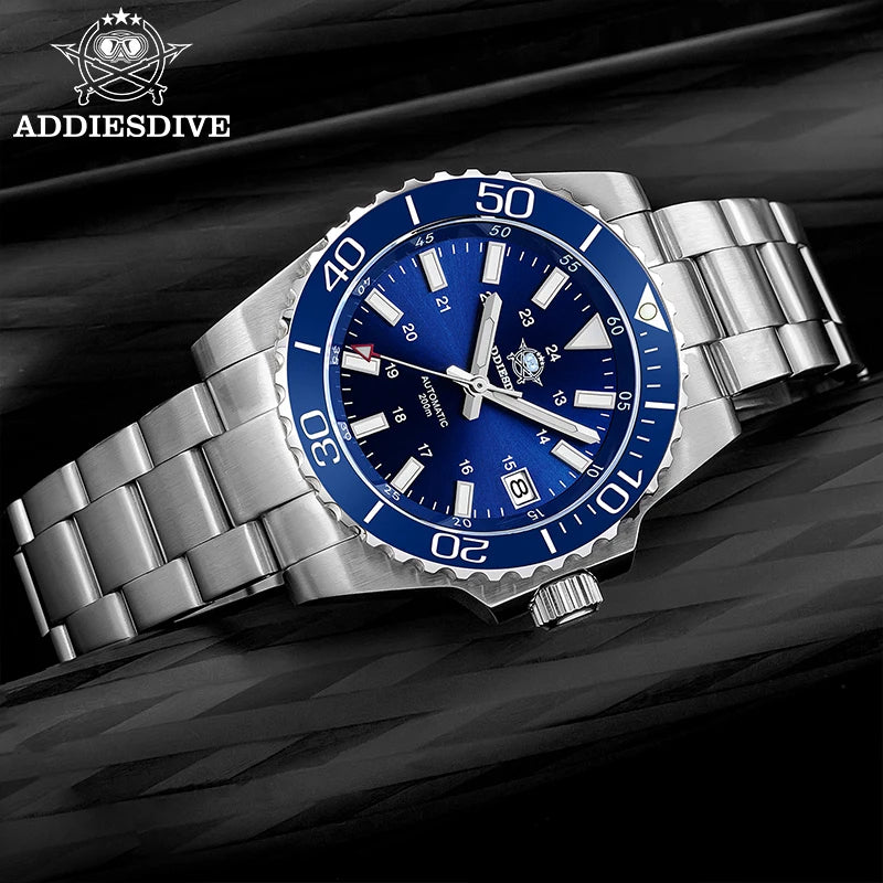 ADDIESDIVE Men's Watch 8215 Mechanical Sapphire Luminous Diving Watch 200m Ceramic Bezel Automatic Watch Clock Gift Watch AD2504