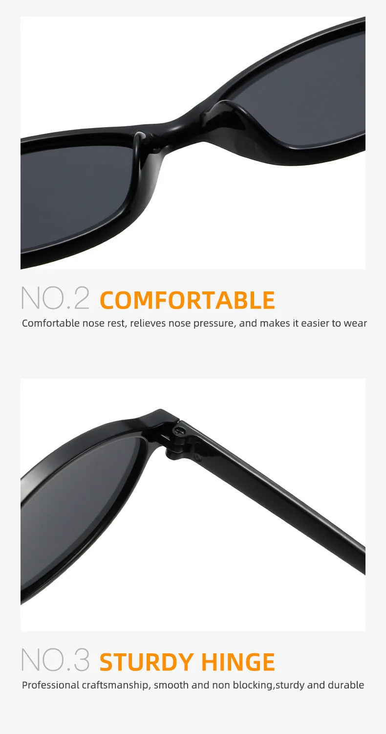 Vintage Small Frame Oval Sunglasses – Black Round Designer Style, Unisex Cool Eyewear for Men & Women, Fashion Circular UV Sun Glasses