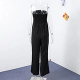 Floral Strapless Vest & Straight-Leg Trouser Set