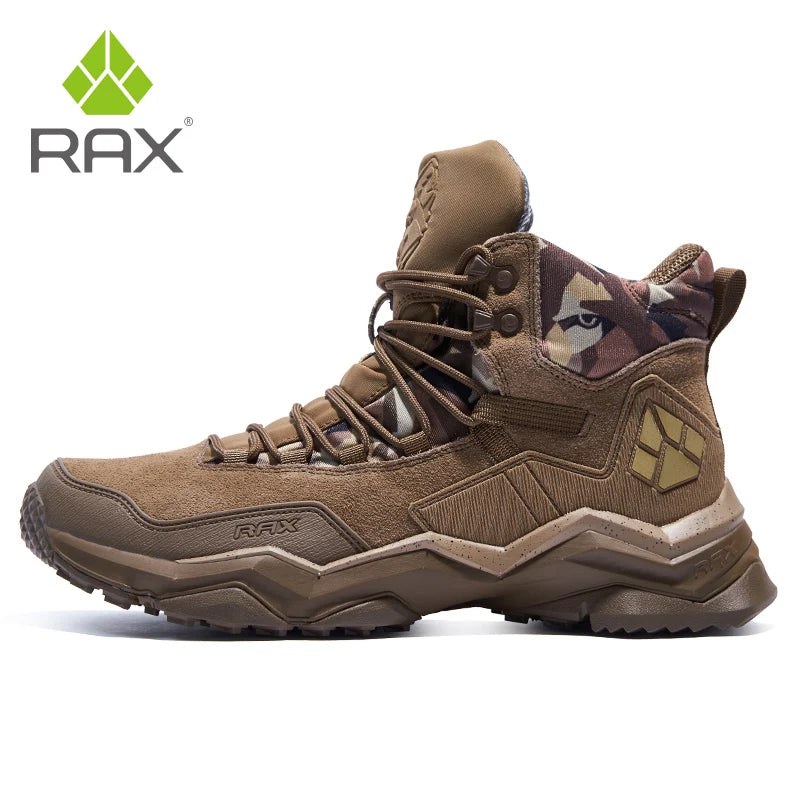 RAX Waterproof Hiking Shoes Men Winter Outdoor Sneakers for Men Snow Boots Plush Mountain Snowboots Outdoor Tourism Jogging Shoe