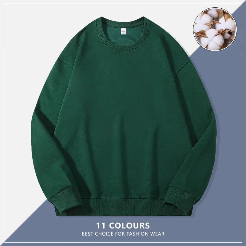 Custom Embroidery Logo Solid Sweatshirts Spring Autumn Warm Sweatshirt High Quality Men Tops Male Brand Hip Hop Pullover