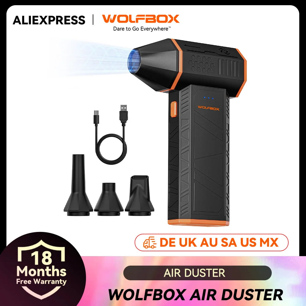 WOLFBOX MF50 Cordless Air Blower – 110,000 RPM Brushless Motor