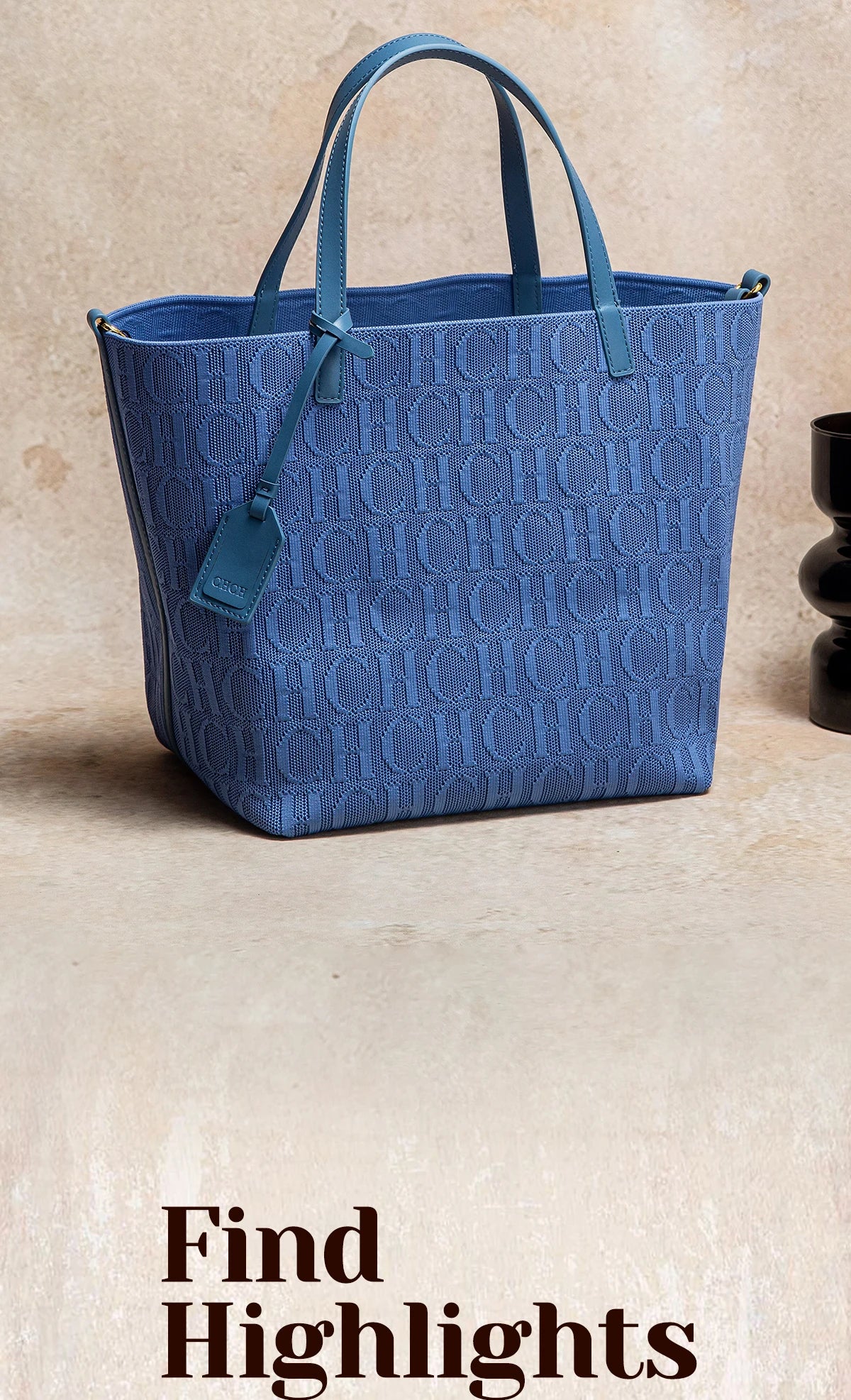 CHCH Tote Bag New Large Capacity Black Simple Knitted Shopping Bag 27*20*28cm