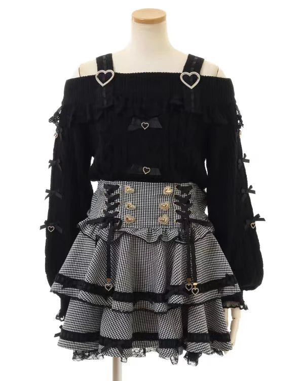 Lolita Plaid Strap Skirt – High Waist Mini for Women