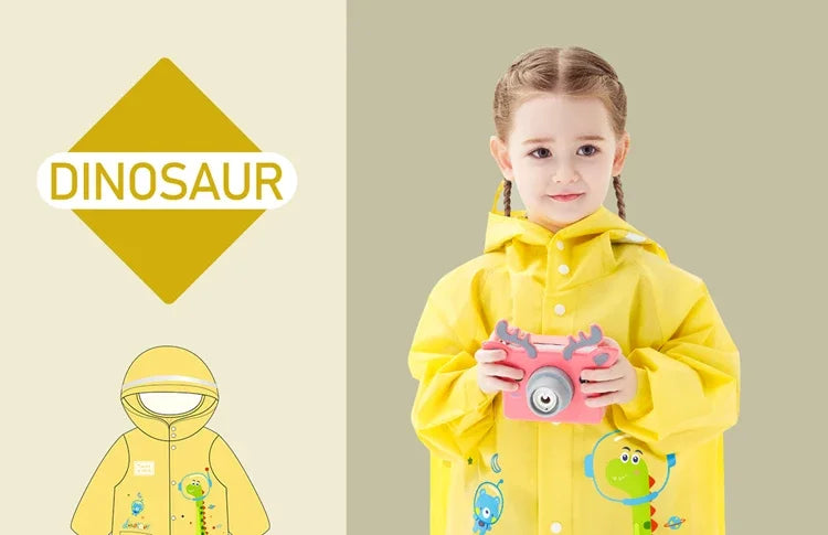 Kids Waterproof Cartoon Raincoat | Dinosaur & Unicorn