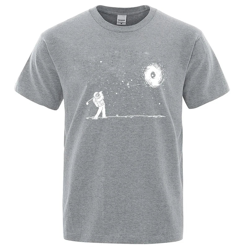 Men's High Quality Cotton Blend Funny Astronaut Print Summer T Shirt Loose O-neck Men Tshirt Short Sleeve T-shirt Male Tees Tops
