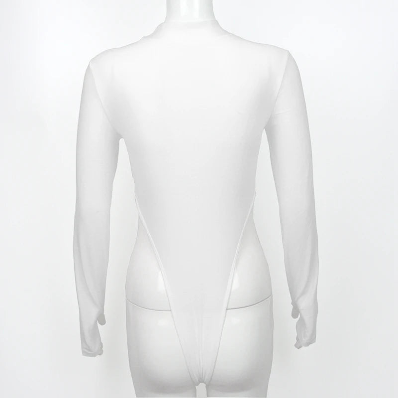 Women's Y2K Half-High Collar Long-Sleeve Slim Bodysuit