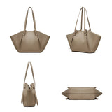New Women's Large Capacity Cowhide Tote Fashionable Bat Wing Design Genuine Leather Handbag for Commuting Versatile Ladies Bag