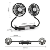 360° Dual Head Car Seat Fan with LED & 3-Speed Control