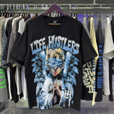 Oversized Rhinestone Cotton Crew Neck T-Shirt