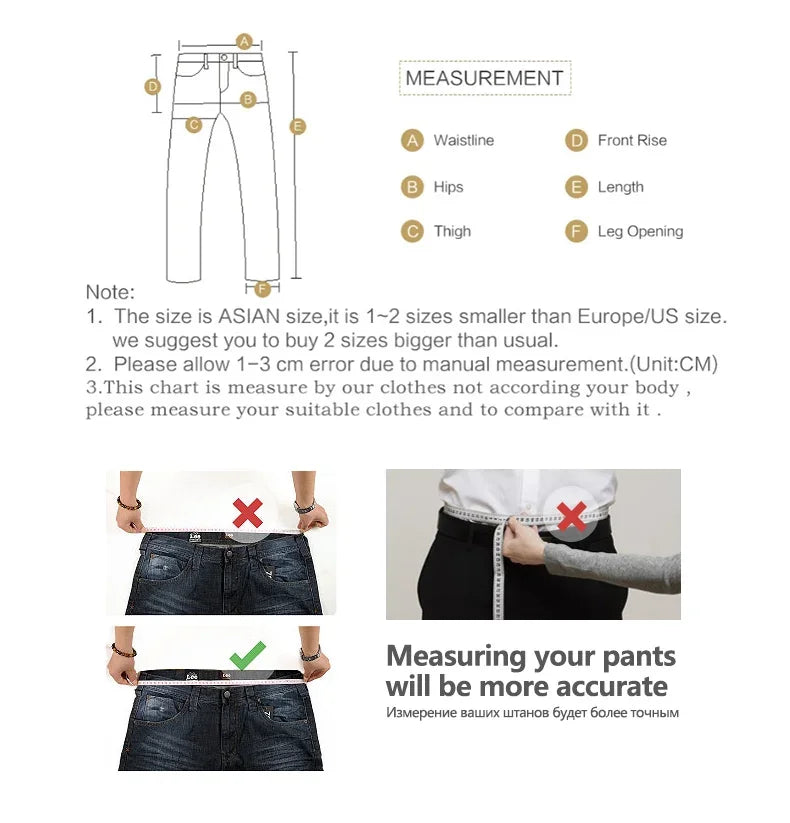 High Quality Autumn Winter Solid Color Black Men's Jeans Classic Stretch Denim Pants Work Business Cotton Trousers Plus Size 40