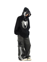 Oversized Y2K Spider Zip-Up Hoodie