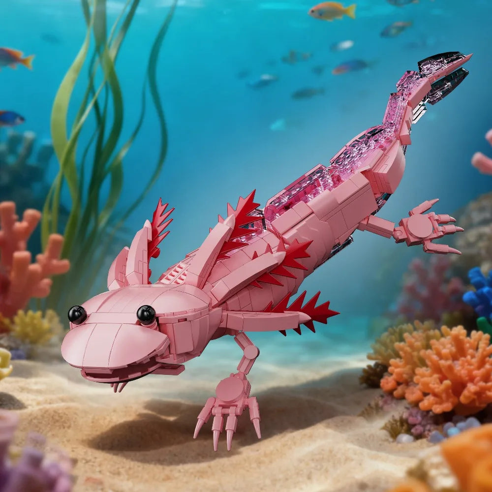 998PCS Creative Aquatic Amphibian Axolotl Model Building Blocks Construction Bricks Toy Gift For Adult