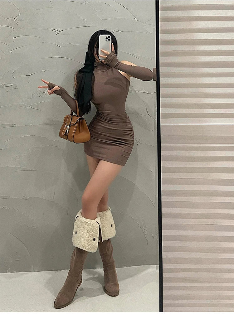 Sleeveless High-Neck Pleated Mini Dress