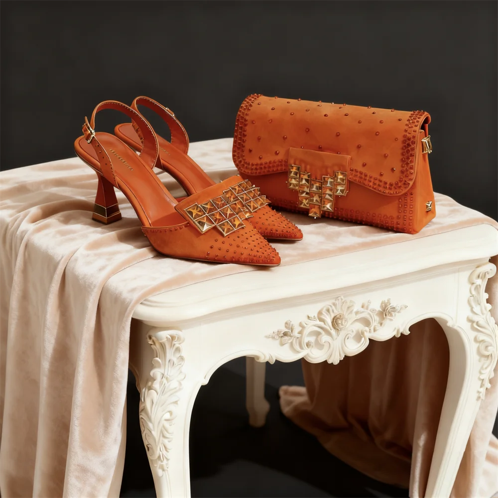 Rhinestone Pointed-Toe Heels & Bag Set | Party & Wedding