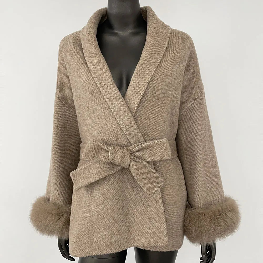 Double-Sided Wool & Fox Fur Jacket