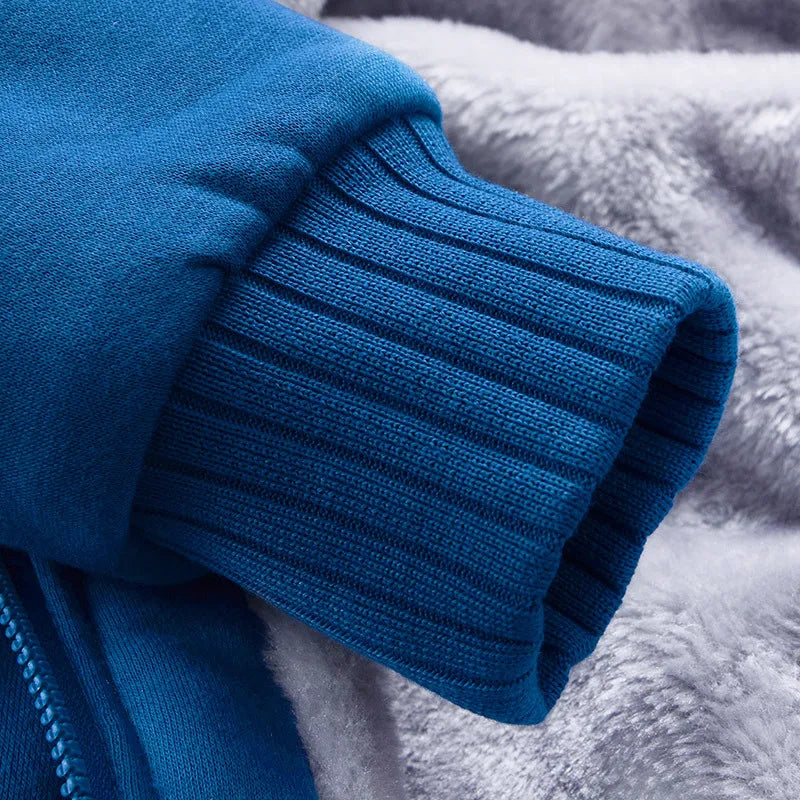 New Men's Hoodies Jacket Winter Thick Warm Fleece Zipper Hoodies Coat Casual Tracksuit Sportwear Male Sweatshirts M~ 5XL