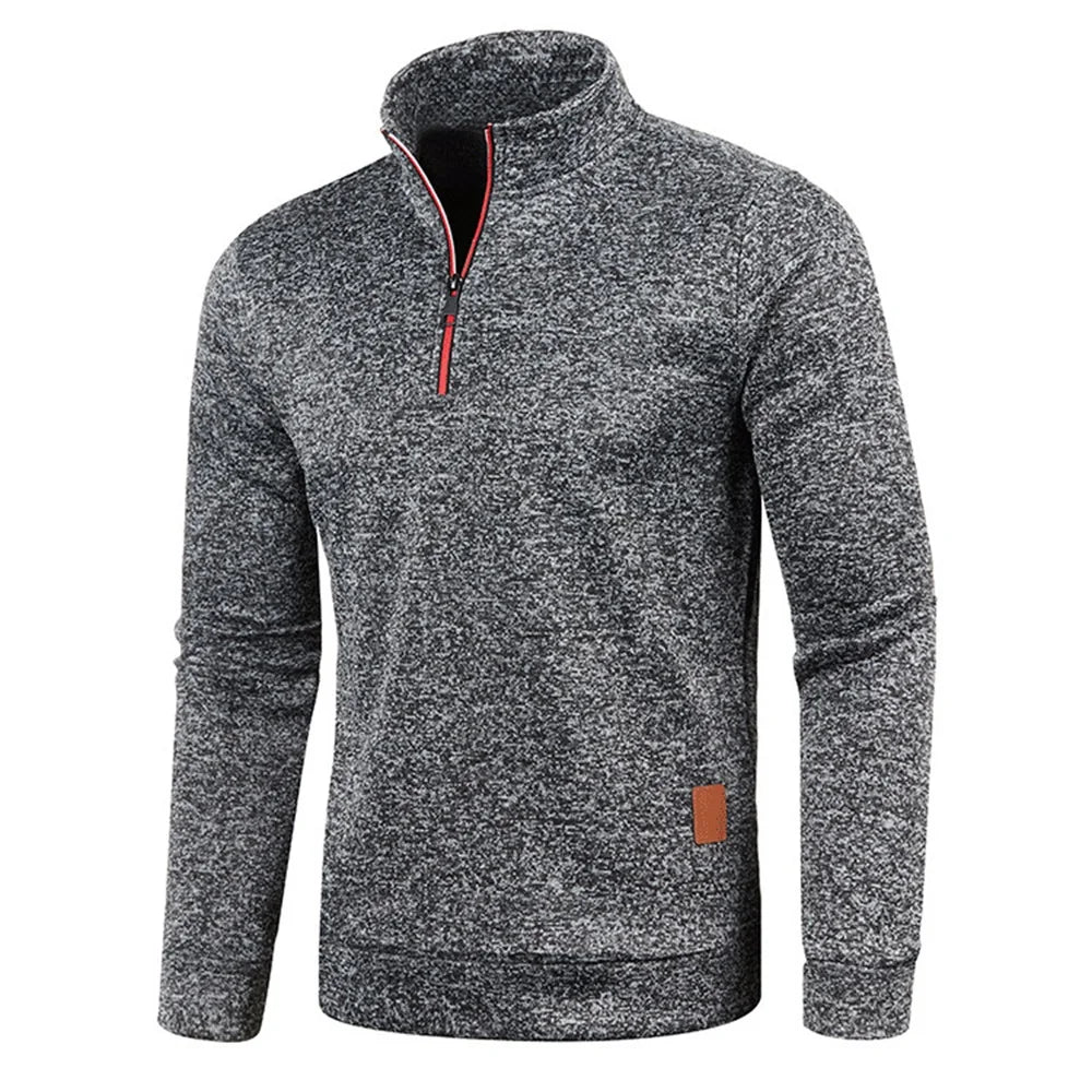 Men's Sweatshirts Half Zipper Pullover Male Long Sleeve Flleece Sweater Standcollar Snowflakes Hoodies Men Clothes