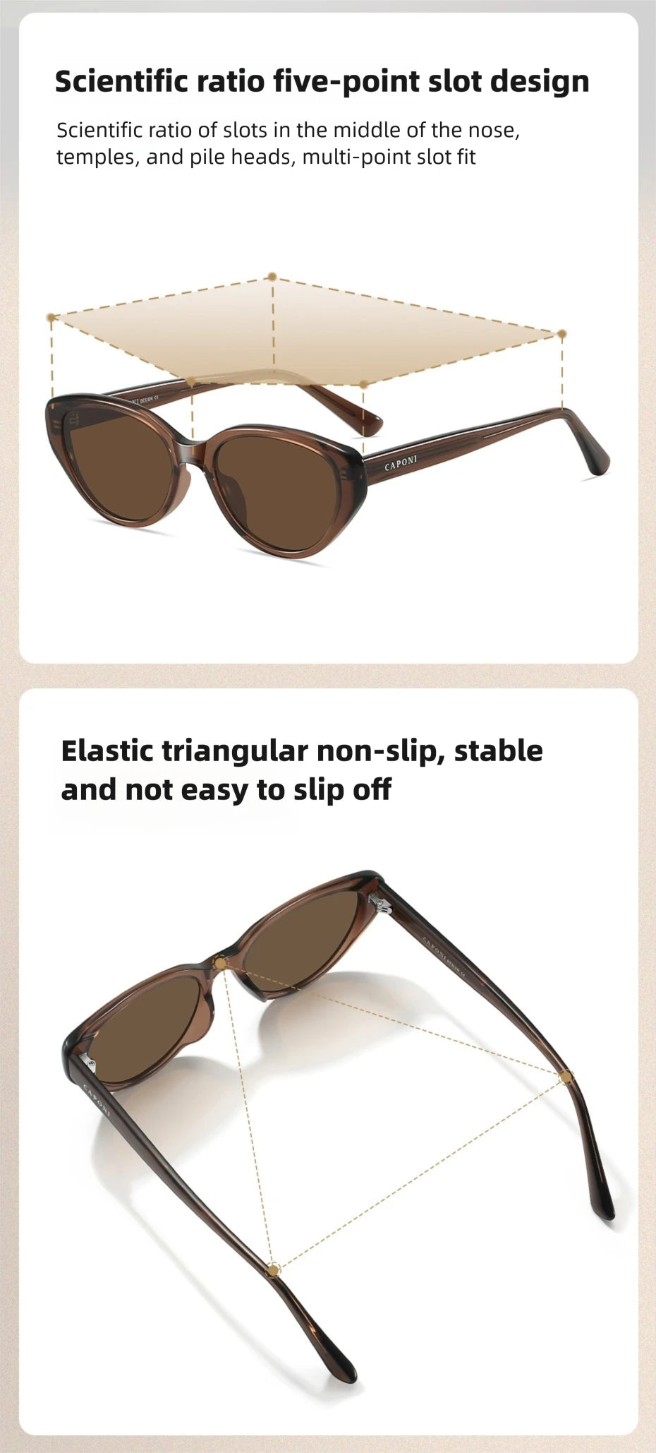 CAPONI Cat Eye Polarized Sunglasses for Women
