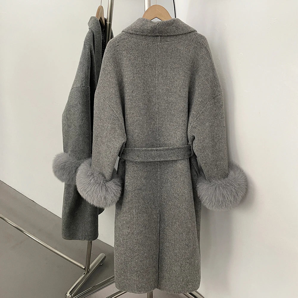 Double-Sided Wool & Fox Fur Jacket