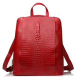 Zency Women's Crocodile Leather Backpack 100% Genuine Natural Travel Work School Bag with Notebook Compartment Laptop Carry-on