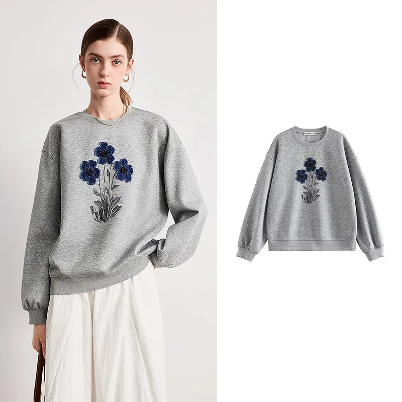 TOYOUTH Women's Relaxed Cotton-Blend Sweatshirt