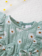 0-18 Months Baby Girl Clothes Set 2Pcs Daisy Print Romper Ruffle Bow Jumpsuit + Hat Summer Infant Newborn Casual Clothing Outfit