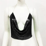 Women's Glitter Sequin Halter Top | Backless Camisole