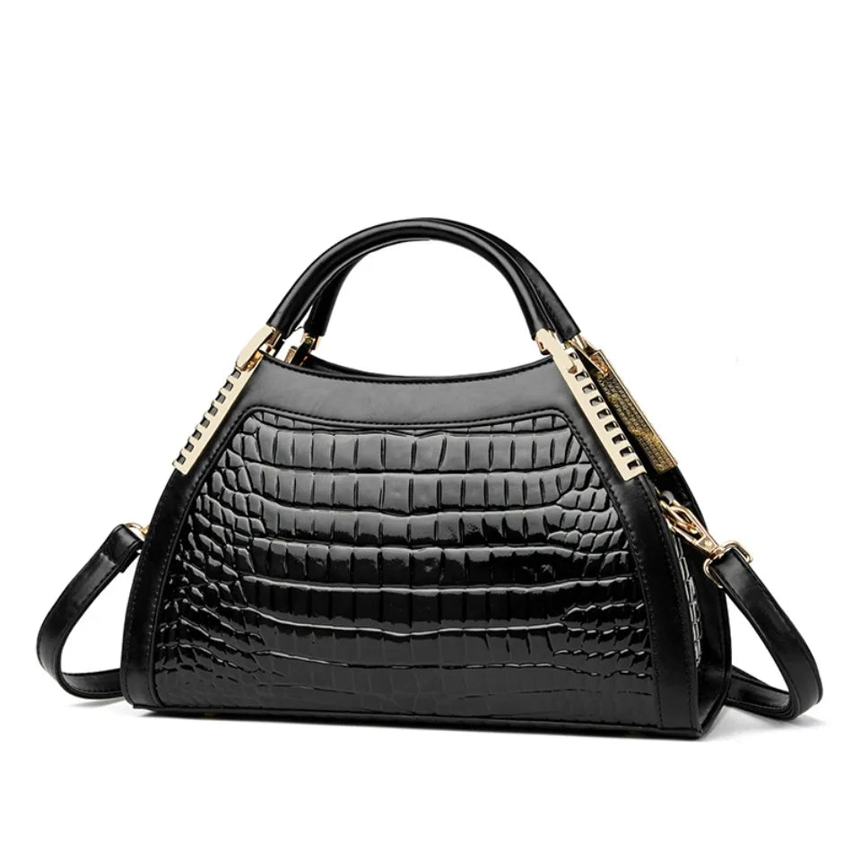 Alligator Patent Leather Shoulder Crossbody Hand Bags for Women Brand Luxury Handbags Women Bags Designer Hobos Two Layers Sac