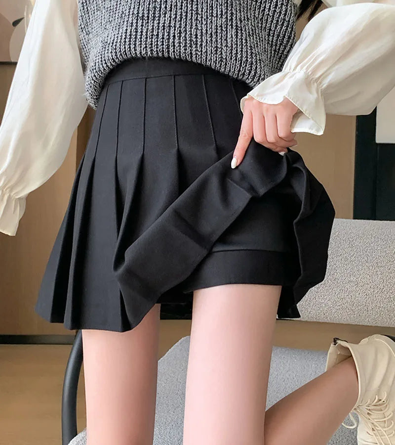 High-Waist Pleated Mini Skirt