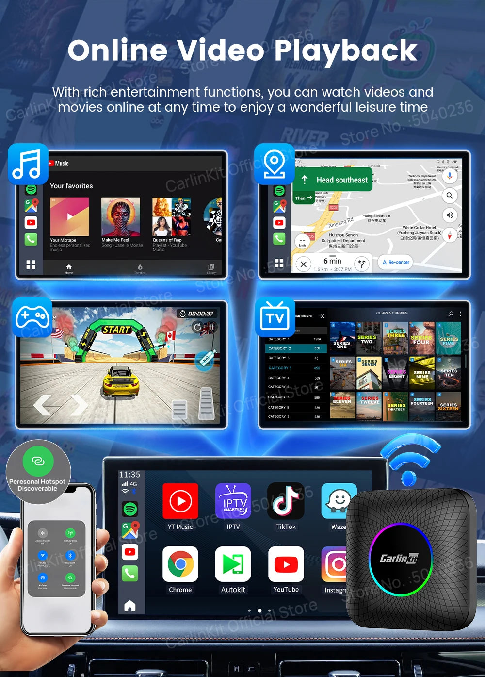 2026 CarlinKit 3-in-1 Wireless CarPlay & Android Auto AI Box