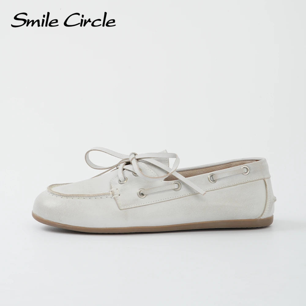Women's Genuine Leather Moccasin Boat Shoes | Elegant Flats