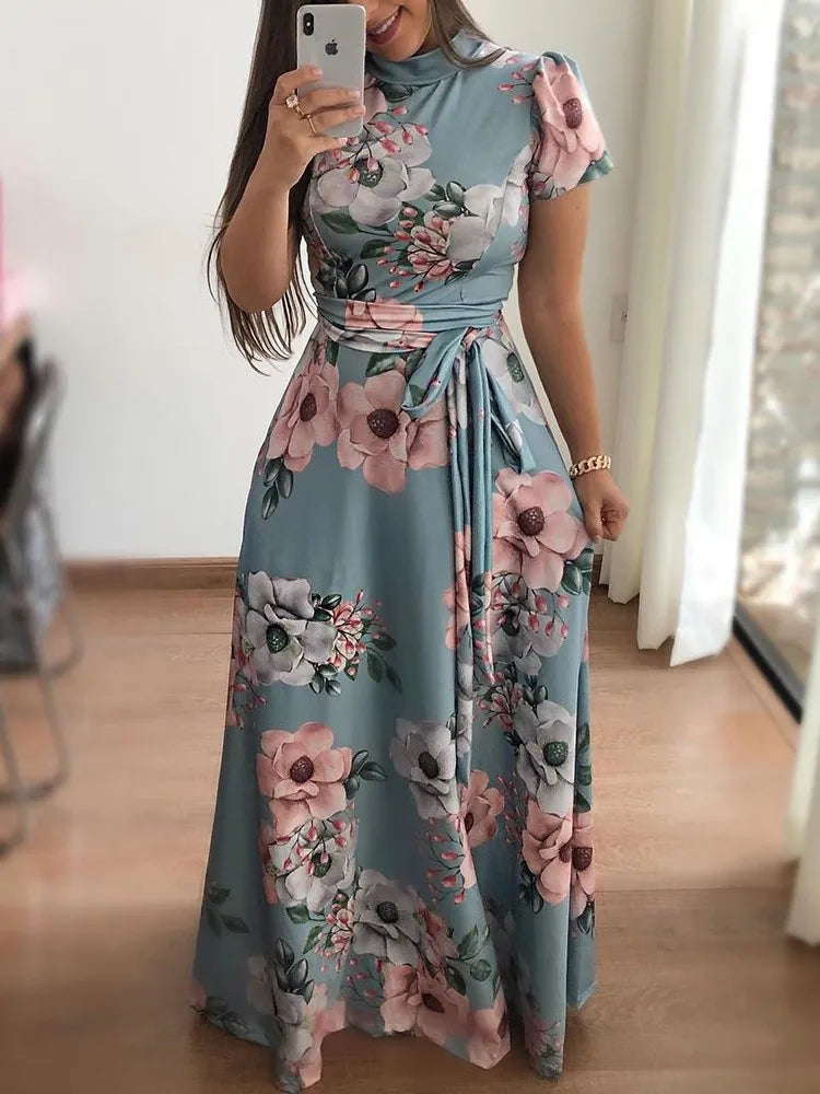Floral Print Floor-Length Maxi Dress