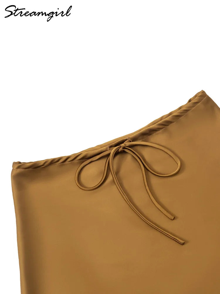 Satin Mini Skirt – Women's Elegant A-Line