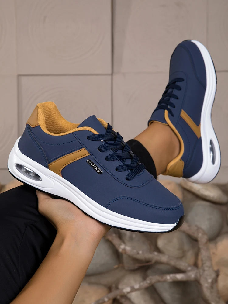 2026 New Walking Sports Shoes Leather Waterproof Casual Sports Shoes Non-slip Shock Absorption Running Shoes Men's Tennis Shoes