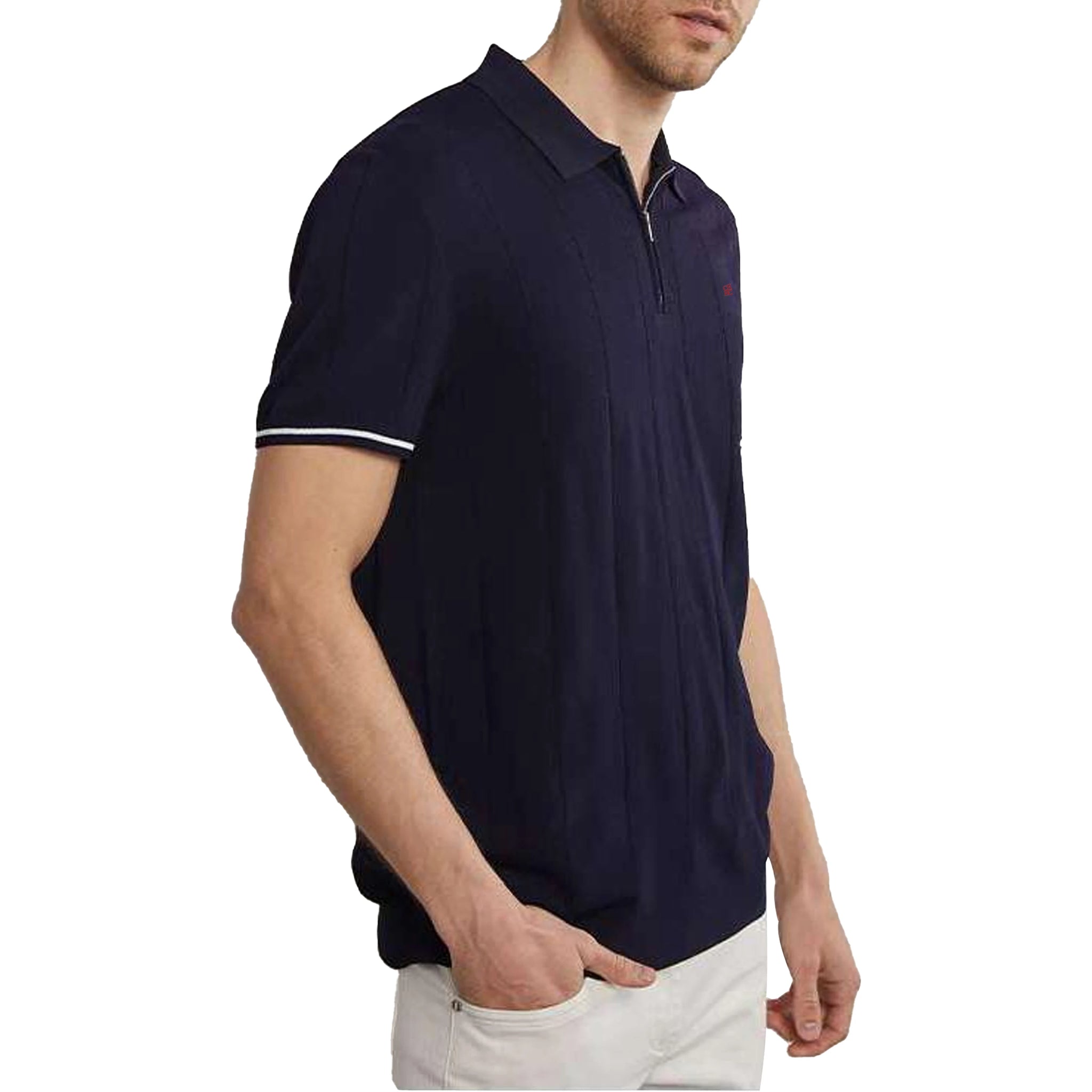 Men's Knit Polo Half-Zip | Embroidered Collar Tee
