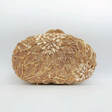 Gold Metal Leaves White Crystals Evening Clutch Bags Luxury Women Wedding Party Purse Ball Handbags Rhinestone Mini Shell Bag
