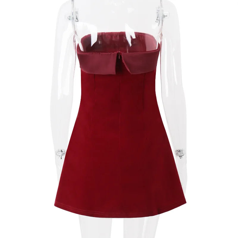 Chic Slash-Neck Backless Mini Dress | Elegant Evening & Party Wear