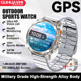 2026 New Military Bluetooth Call Smart Watch Built-in GPS Compass Barometric Altimeter 10ATM Waterproof Sports Smartwatches Men