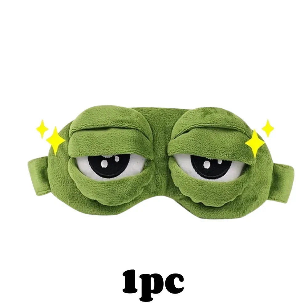 3D Frog Plush Sleep Mask – Soft Cotton Travel Blindfold (Made in USA)